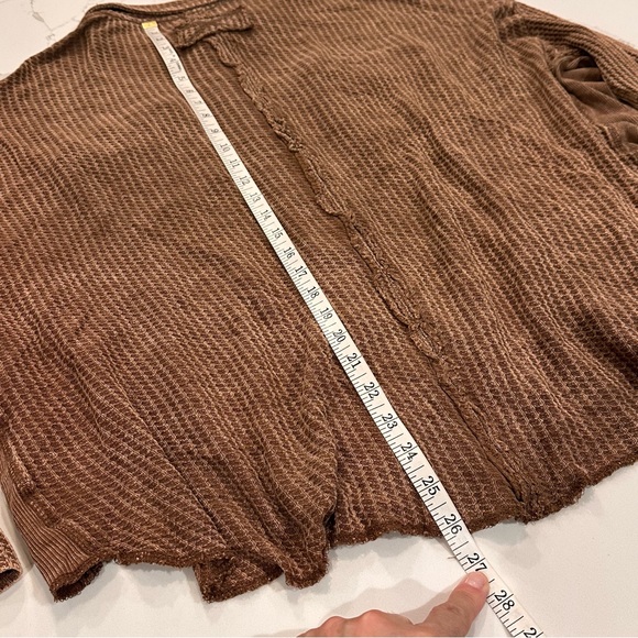 Zenana Thermal Button Down Shirt Womens Size L / XL Brown Cotton Waffle Stretch - Picture 10 of 10